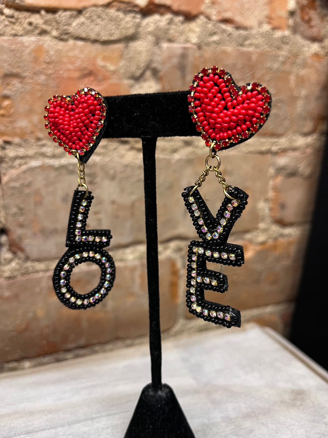 Beaded LOVE earrings