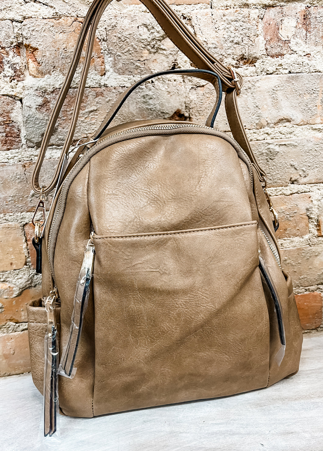 Brown leather book bag