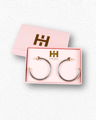 silver with gold cap hoops