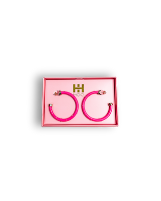 Hot Pink hoo hoops w pearls