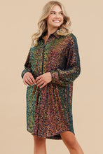 Load image into Gallery viewer, Sequins Button-up Shirts Dress
