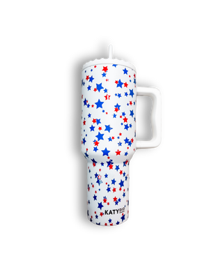 red, white, blue star tumbler