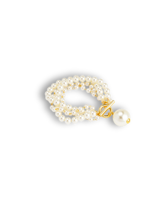 Multistrand Pearl Charm Toggle Bracelet