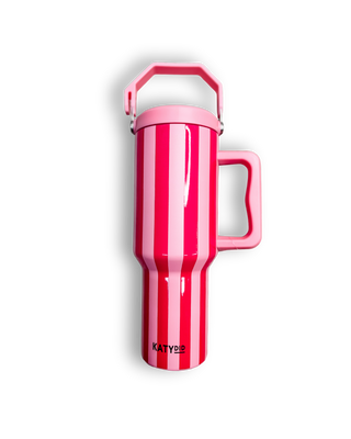 pink striped 40 oz tumbler