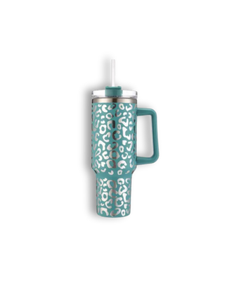 Teal Leopard Pattern Tumbler
