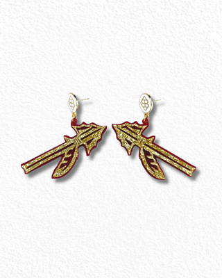 Florida State Gold Glitter Spear Earrings