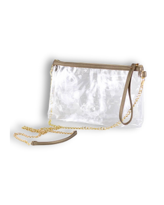candace double zip clear crossbody - gold
