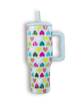 Multicolored Hearts Mint Tumbler