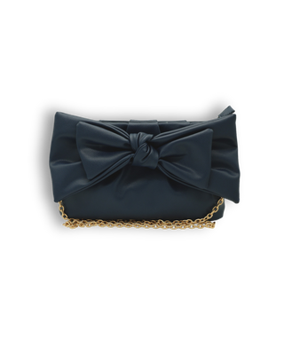 Vegan Leather Bow Crossbody - Navy