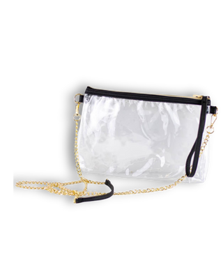 candace double zip clear crossbody - black