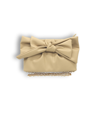 Vegan Leather Bow Crossbody - Beige
