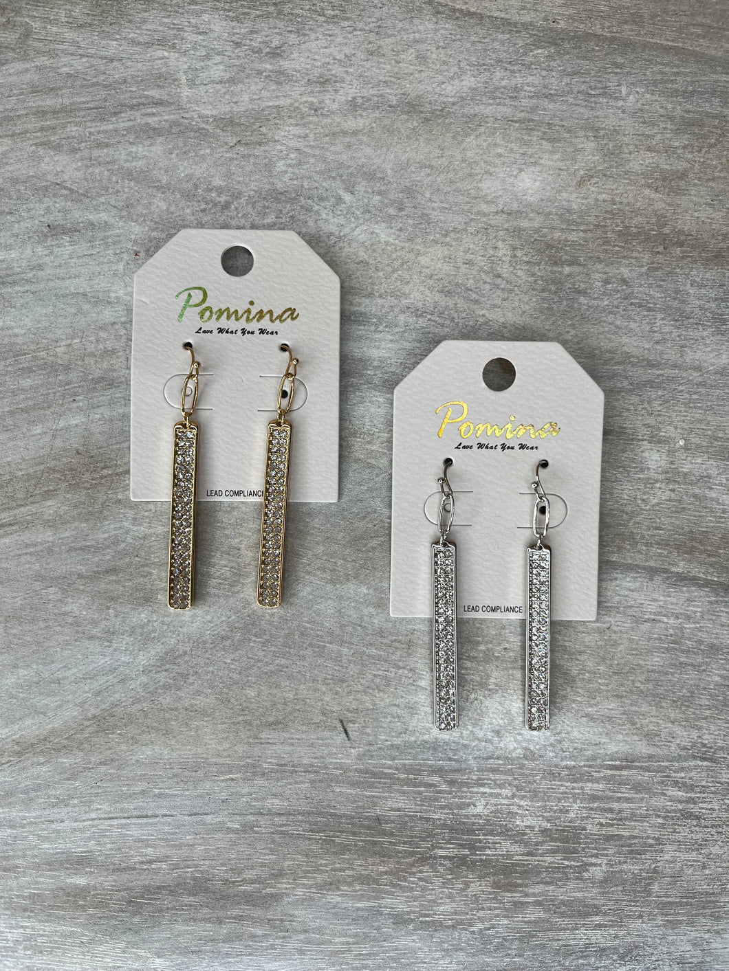 Rhinestone bar earrings
