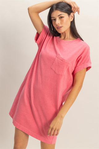Washed Cotton Tee Shirt Mini Dress