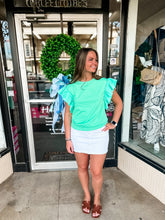 Load image into Gallery viewer, Sea Green ruffle top

