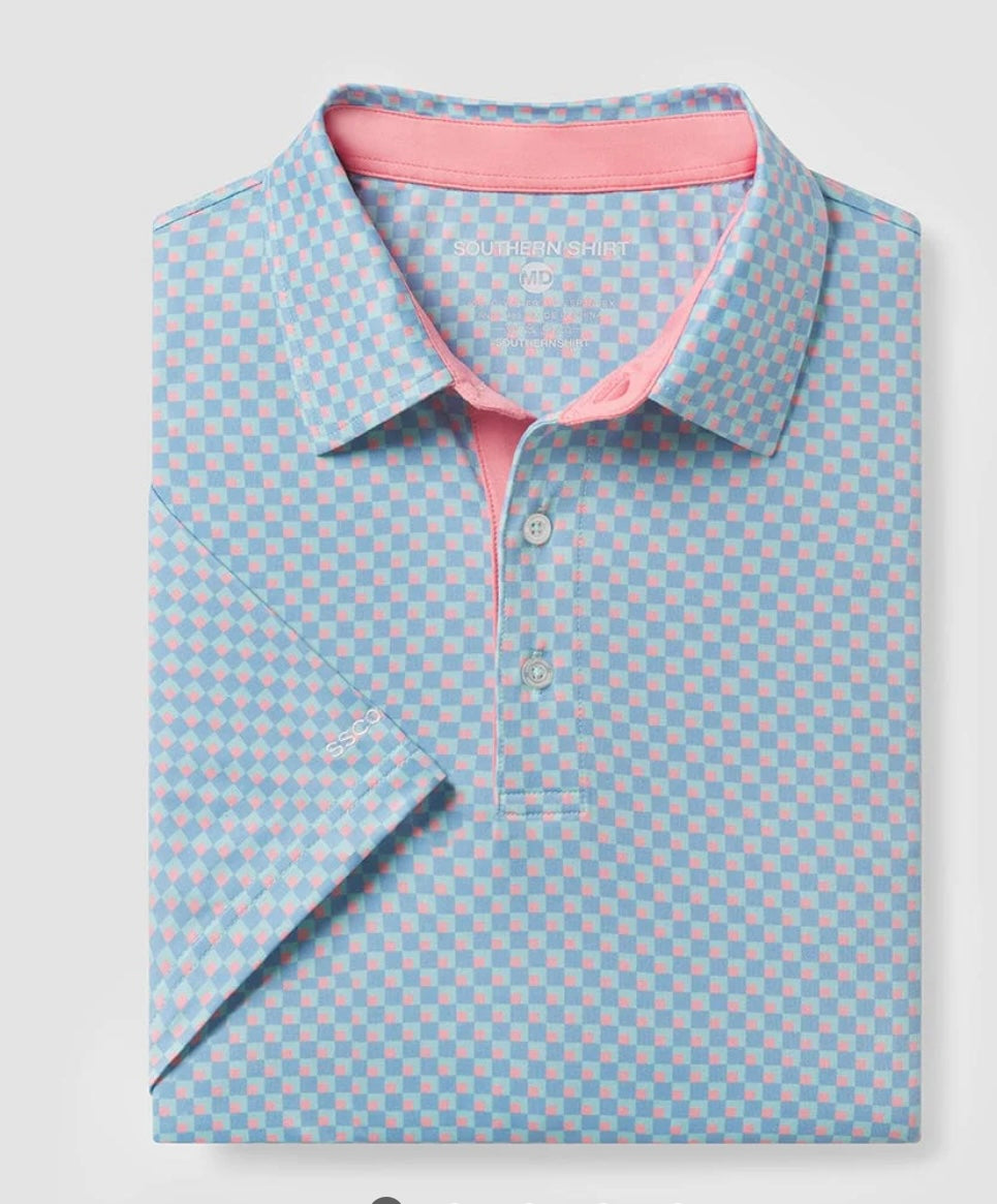 Squared Up Printed Polo- Squared Up
