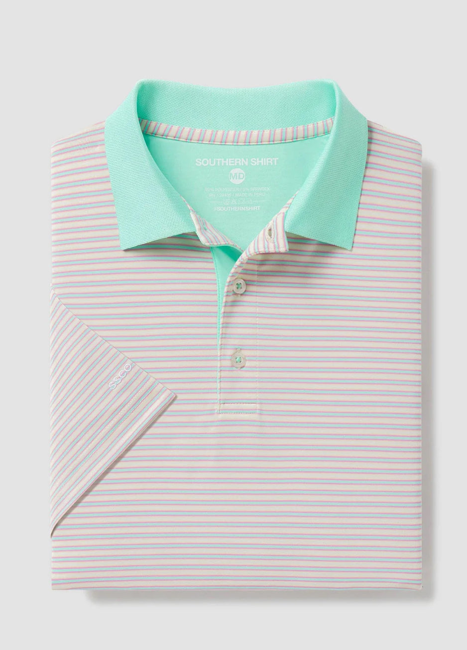Starboard Stripe Polo- Sunset