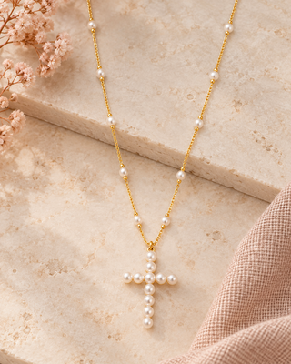 Pearl Cross Pendant Necklace