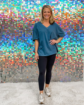 Washed Cotton V-Neck  Top