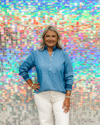 Chambray Button Top