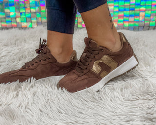 Corkeys NO PROB - Chocolate Faux Suede