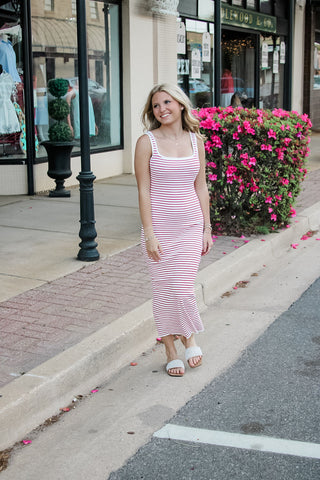 Bold Stripe Knit Maxi Dress