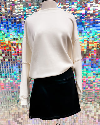 P. CILL Butter Modal Pearl Trim Pullover