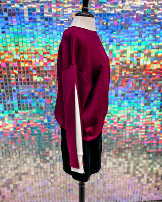 P. Cill Port Burgundy Layered Long Sleeve Top