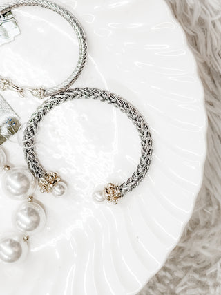 silver & pearl bangle