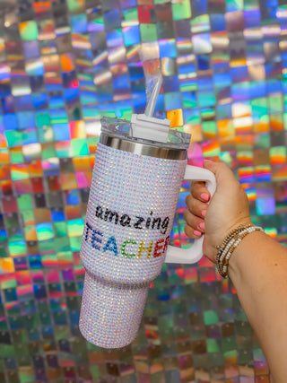 Amazing Teacher Rhinestone Cup