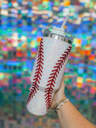 rhinsetone baseball 40 oz tumbler