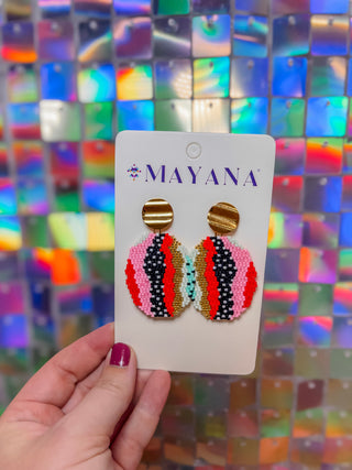 Beaded Handwoven Organic Oval Drop Earrings