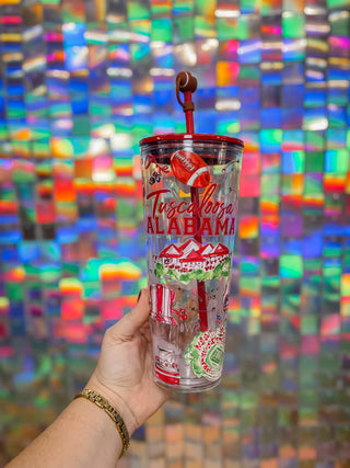 Tailgates in Tuscaloosa Alabama 24 oz Plastic Tumbler with Straw