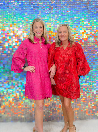 Pink Azalea Lace Caftan Dress - Valentine's Day Dress | Brianna Cannon Small/Medium Pink Azalea Lace Caftan Dress - Valentine's Day Dress | Brianna Cannon Small/Medium