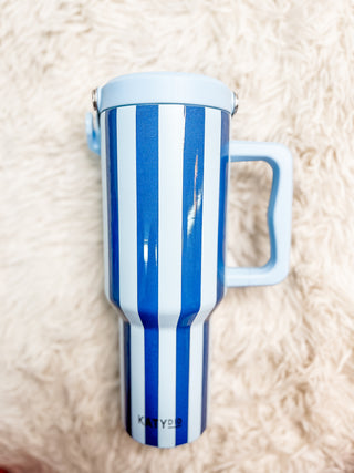 blue striped 40 oz tumbler