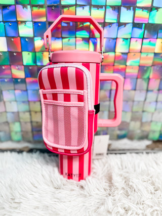 pink striped 40 oz tumbler