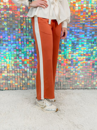 P. Cill Stripe Wide Leg Pants - Dusty Rose