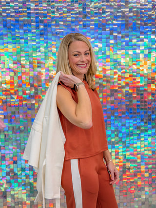 P. Cill Stripe Wide Leg Pants - Dusty Rose