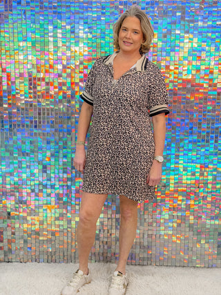 Leopard Half-Zip Sporty Dress