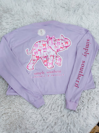 pink ribbon elephant long sleeve