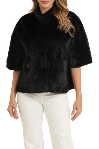 black faux fur shrug