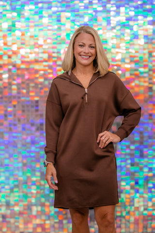 P. Cill Quarter-Zip Long-Sleeve Dress