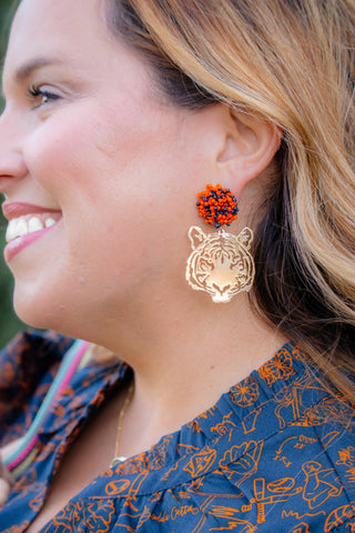 AU Tiger Seed Bead Earrings