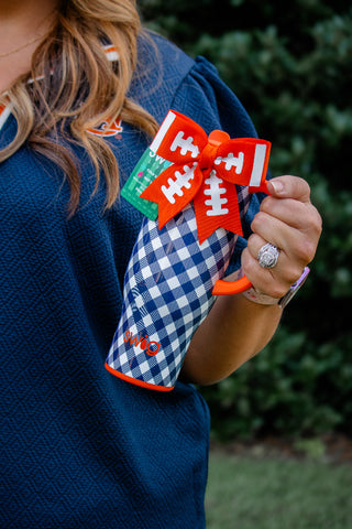 Gameday Gingham- Navy Orange 30oz