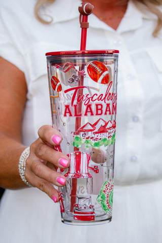 Tailgates in Tuscaloosa Alabama 24 oz Plastic Tumbler with Straw