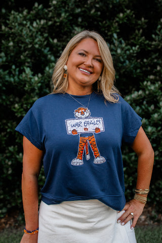 Navy Aubie Short Sleeve Tee