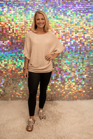 Cozy Knit Sweater with Ruffle