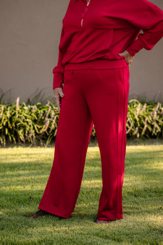P. CILL Tru Side Binding Wide Leg Pants-Red