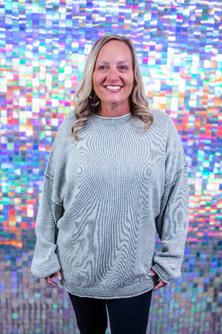 Textured Ribbed Crewneck Sweater