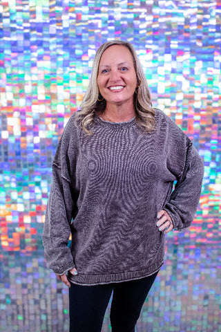 Textured Ribbed Crewneck Sweater