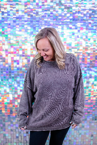 Textured Ribbed Crewneck Sweater